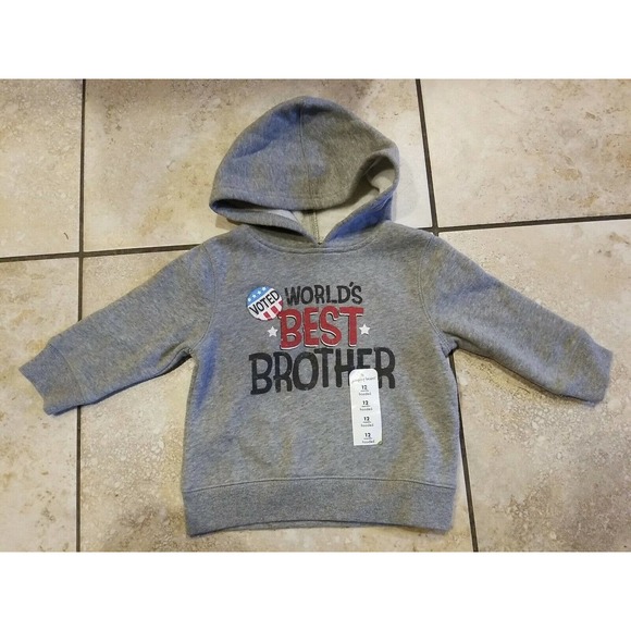 jumping beans Pants - Jumping Beans "World's Best Brother" Boys Gray Hoodie Sweatshirt Size 12 M